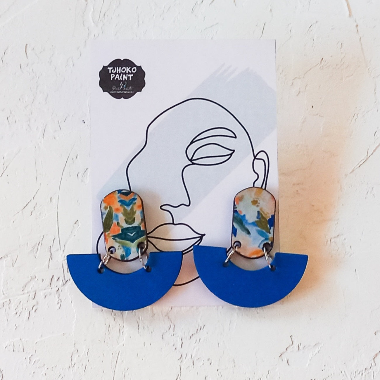 Bob's Blue Painted Art Earrings