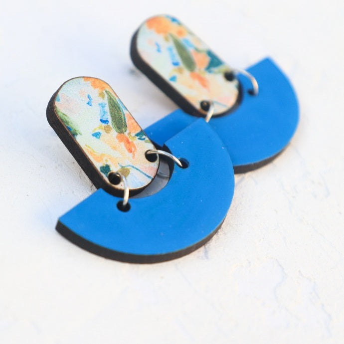Bob's Blue Painted Art Earrings