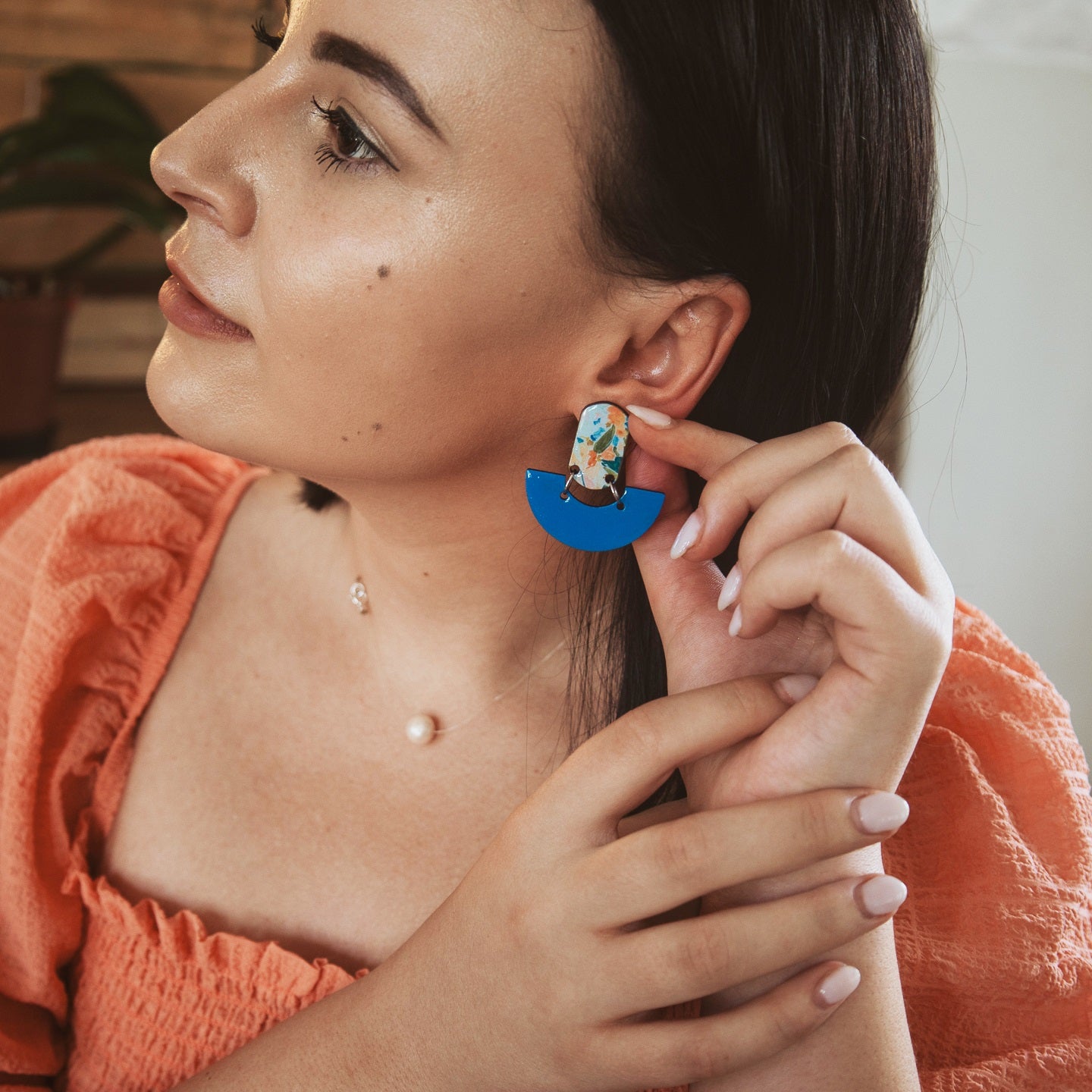 Bob's Blue Painted Art Earrings