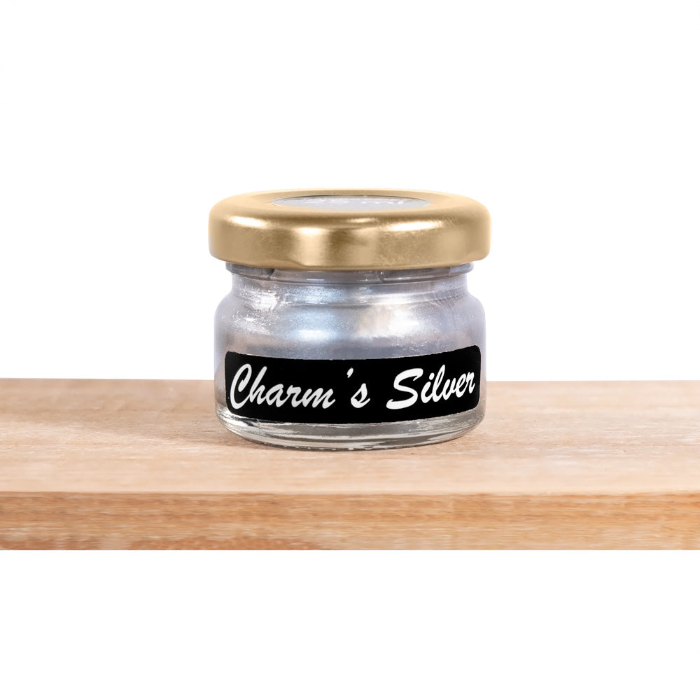 "Charm's Silver" by Tjhoko Paint is a dazzling, water-based metallic paint with a sleek, silver hue.