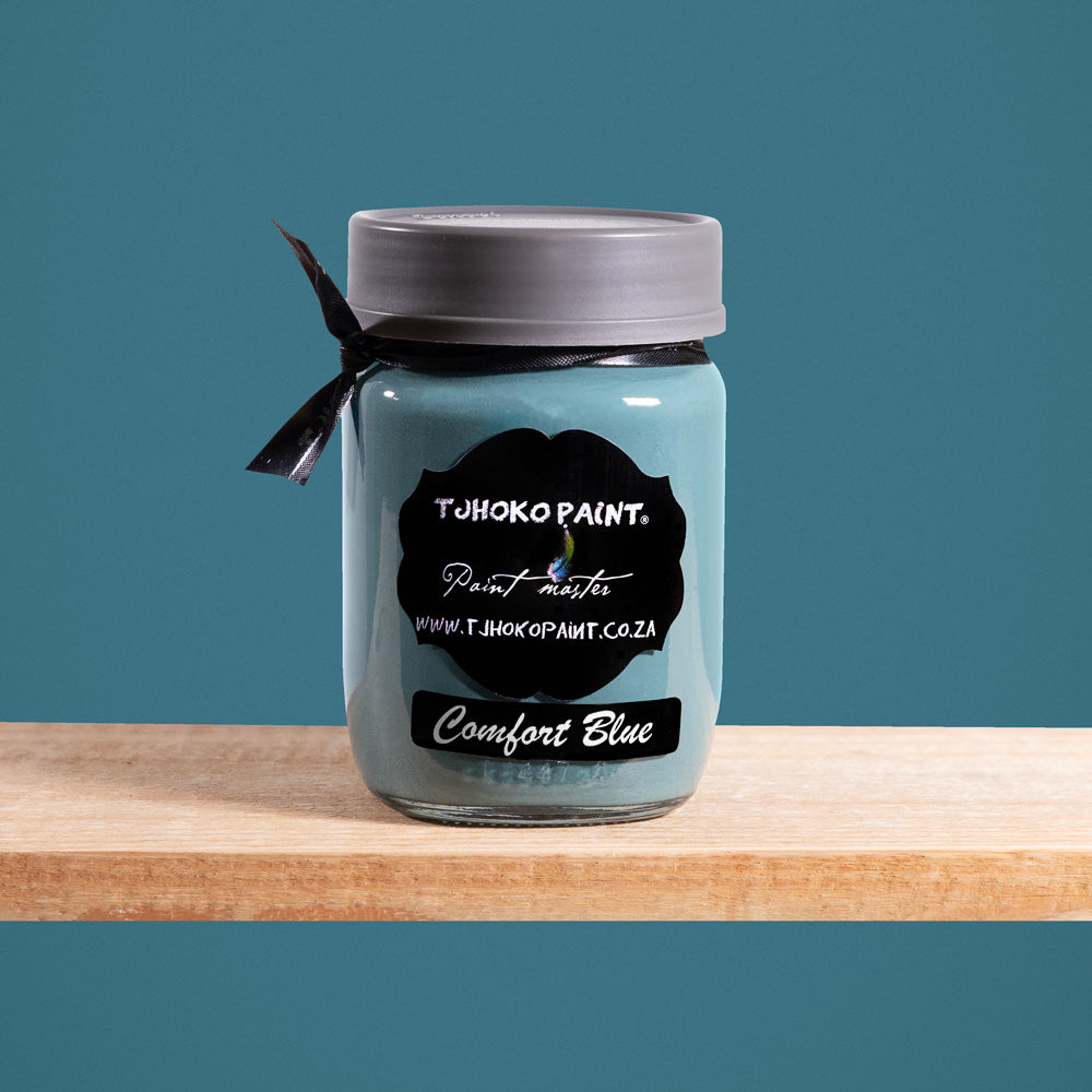 Comfort Blue is a serene shade of muted blue-green, imitating a dark duck egg colour.