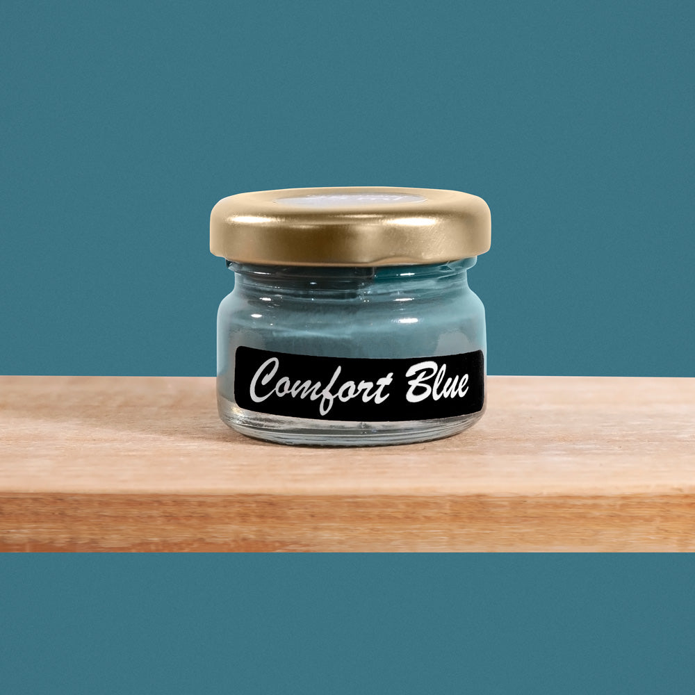 Comfort Blue is a serene shade of muted blue-green, imitating a dark duck egg colour.