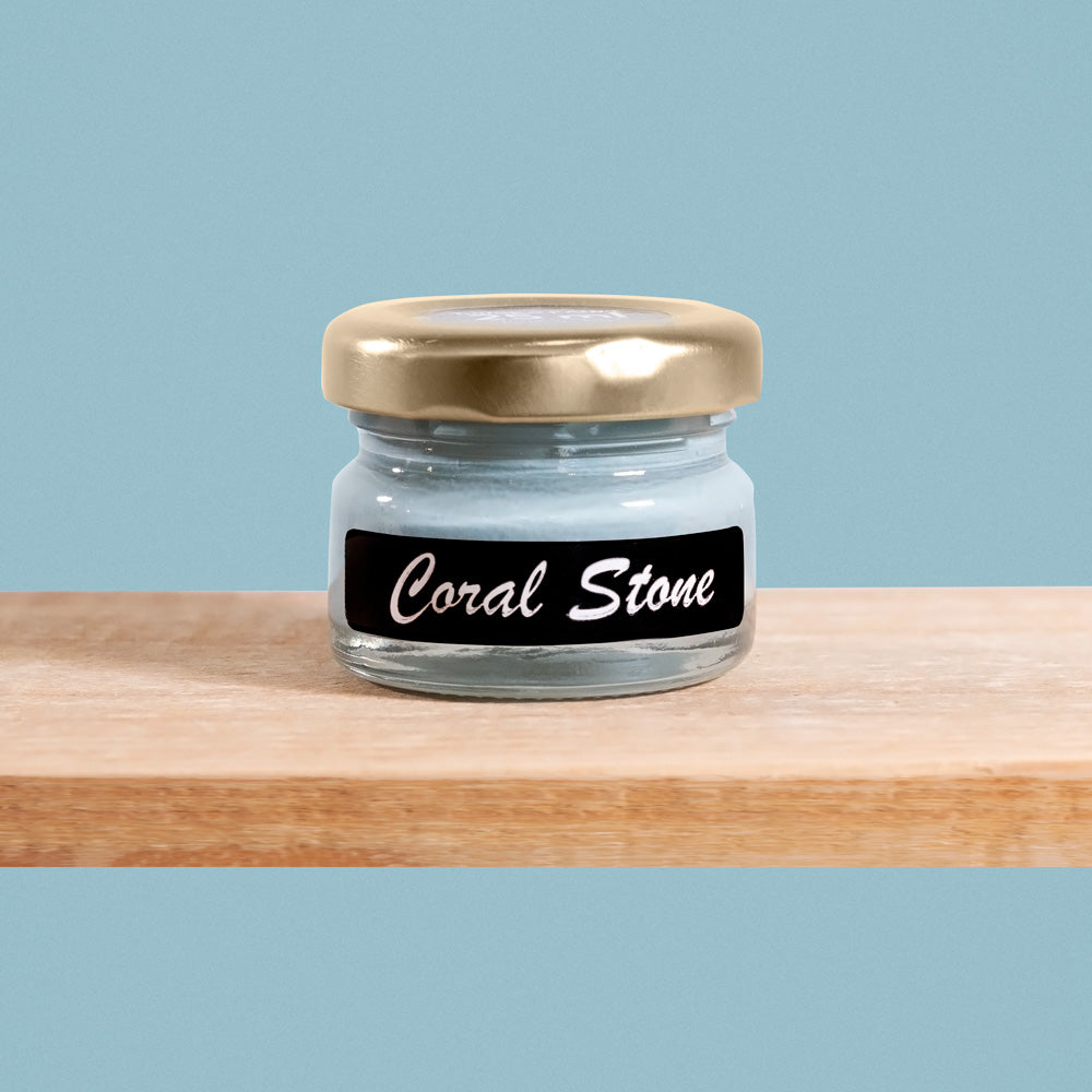 Coral Stone is a serene shade of muted blue with subtle hints of coral green undertones.