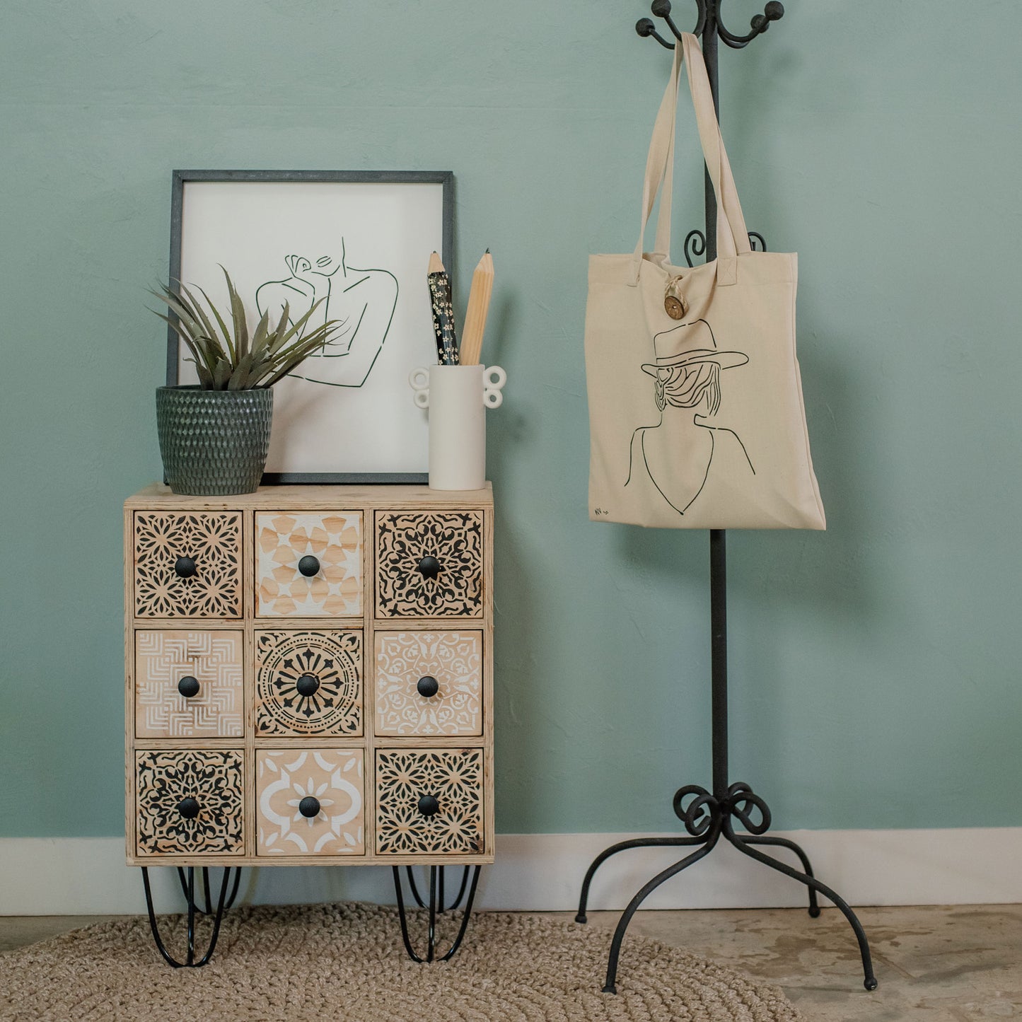 Savvy Steffie is a sophisticated shade of muted greenish-blue.