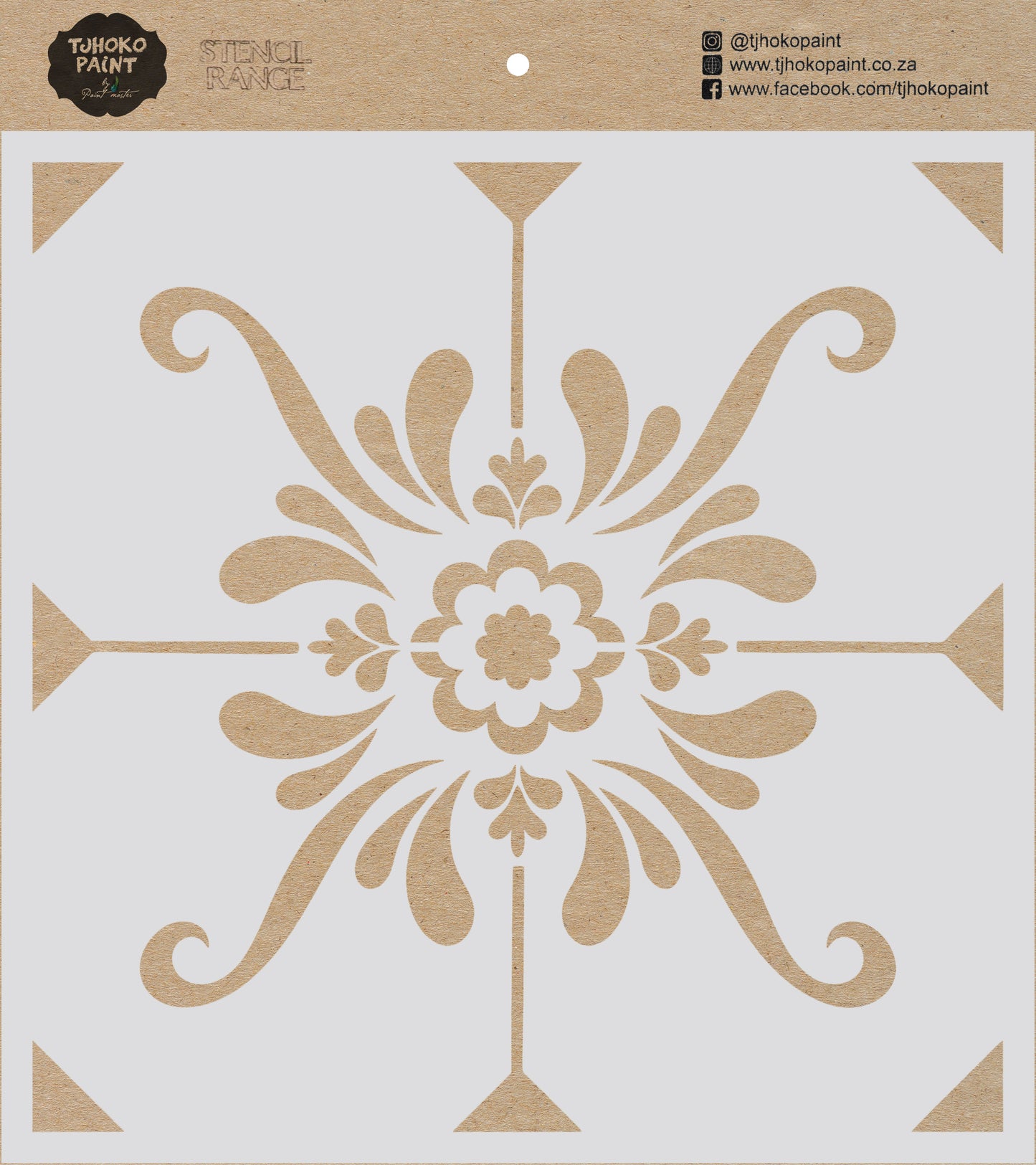 This 15 x 15 cm stencil, Elegant Flourish by Tjhoko Paint is perfect for adding a touch of sophistication to your DIY projects.