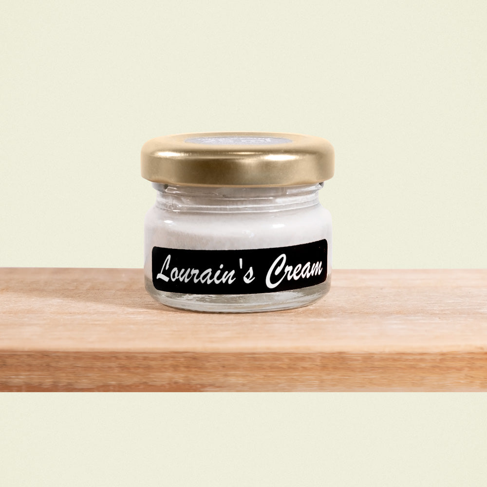 Lourain’s Cream corresponds to a light, muted shade of yellow-beige.