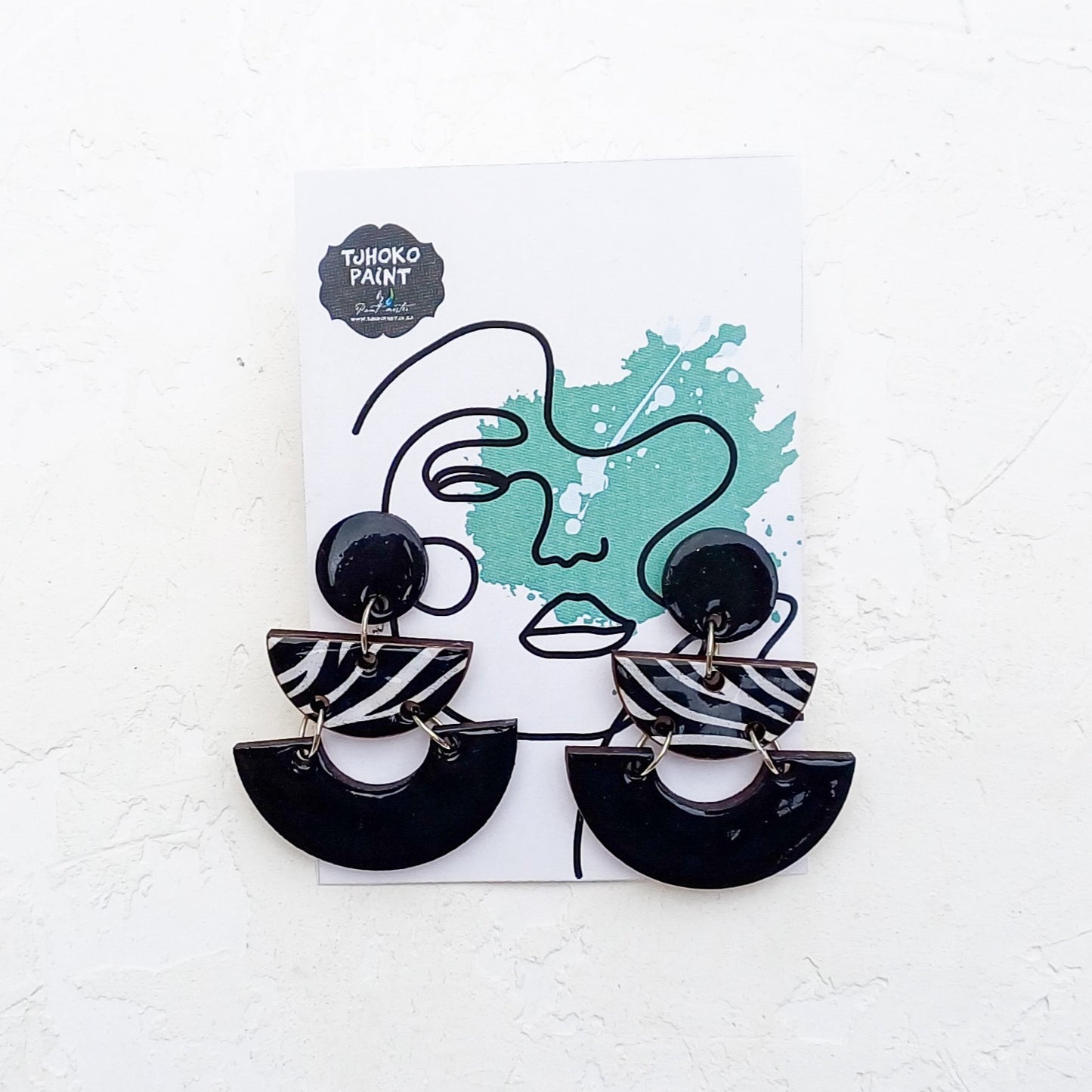 Matt Black Zebra Earrings