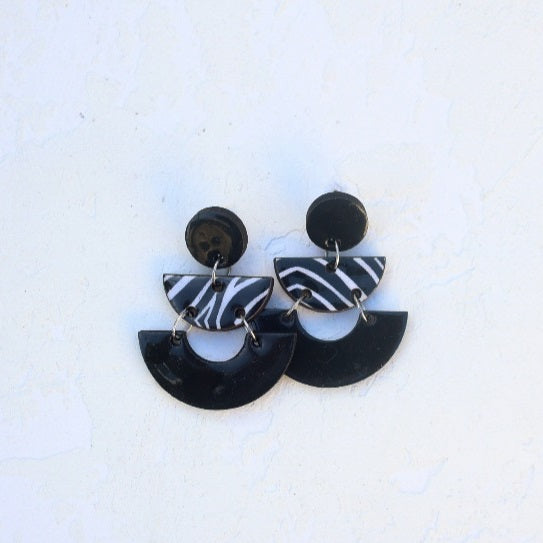 Matt Black Zebra Earrings