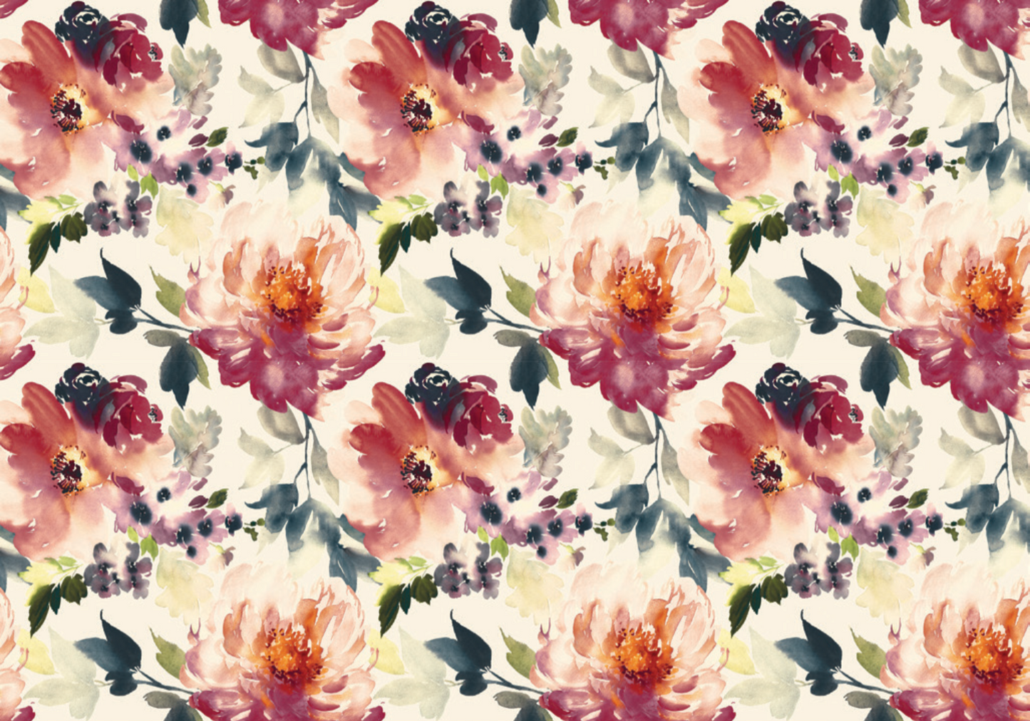 A beautiful arrangement of soft, watercolor-style flowers in rich, warm hues