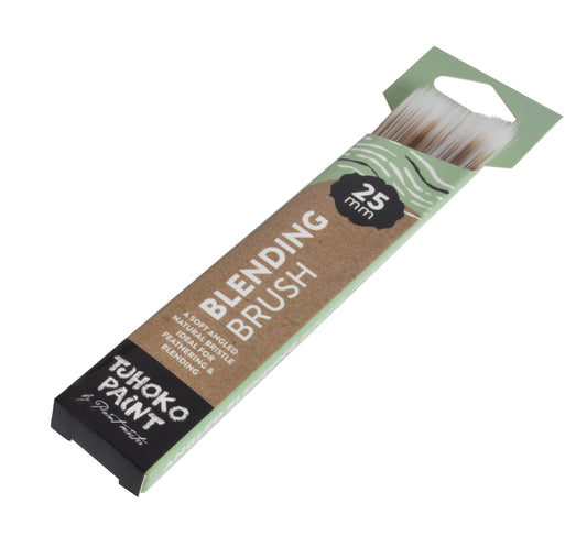 Tjhoko Blending Brush 25mm – Angled Natural Bristle Brush with Short Easy-Grip Handle for Blending, Feathering & Ombré Finishes