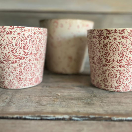 Deep Red Damask Pots