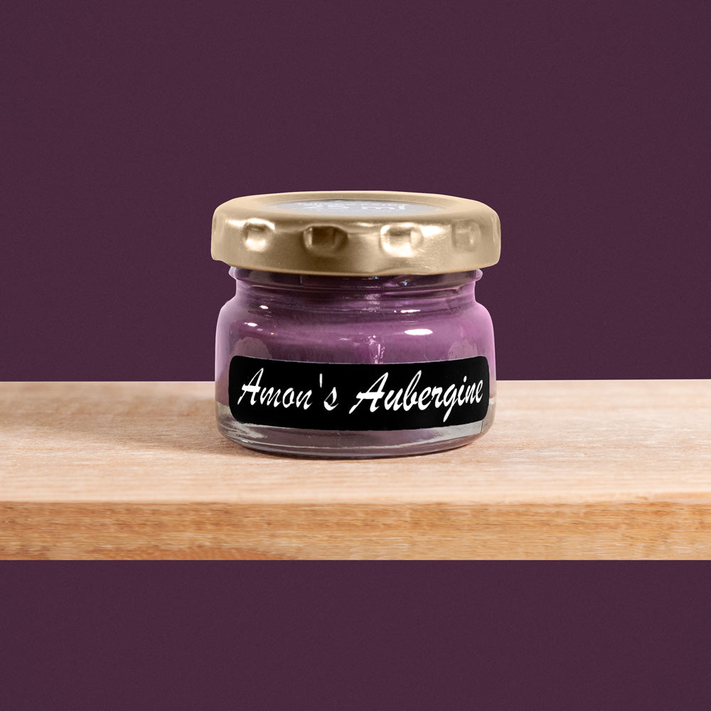 Amon's Aubergine is a deep, rich shade of purple reminiscent of ripe eggplants. 