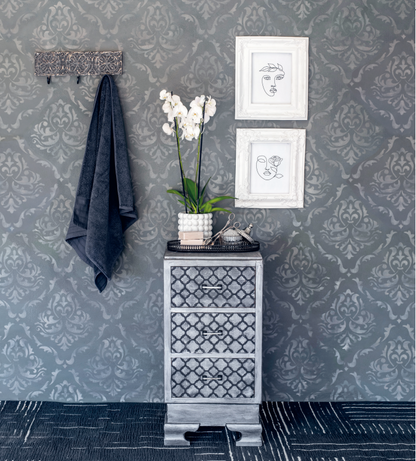 Gorgeous Bathroom Revamp. "Charm's Silver" by Tjhoko Paint is a dazzling, water-based metallic paint with a sleek, silver hue.