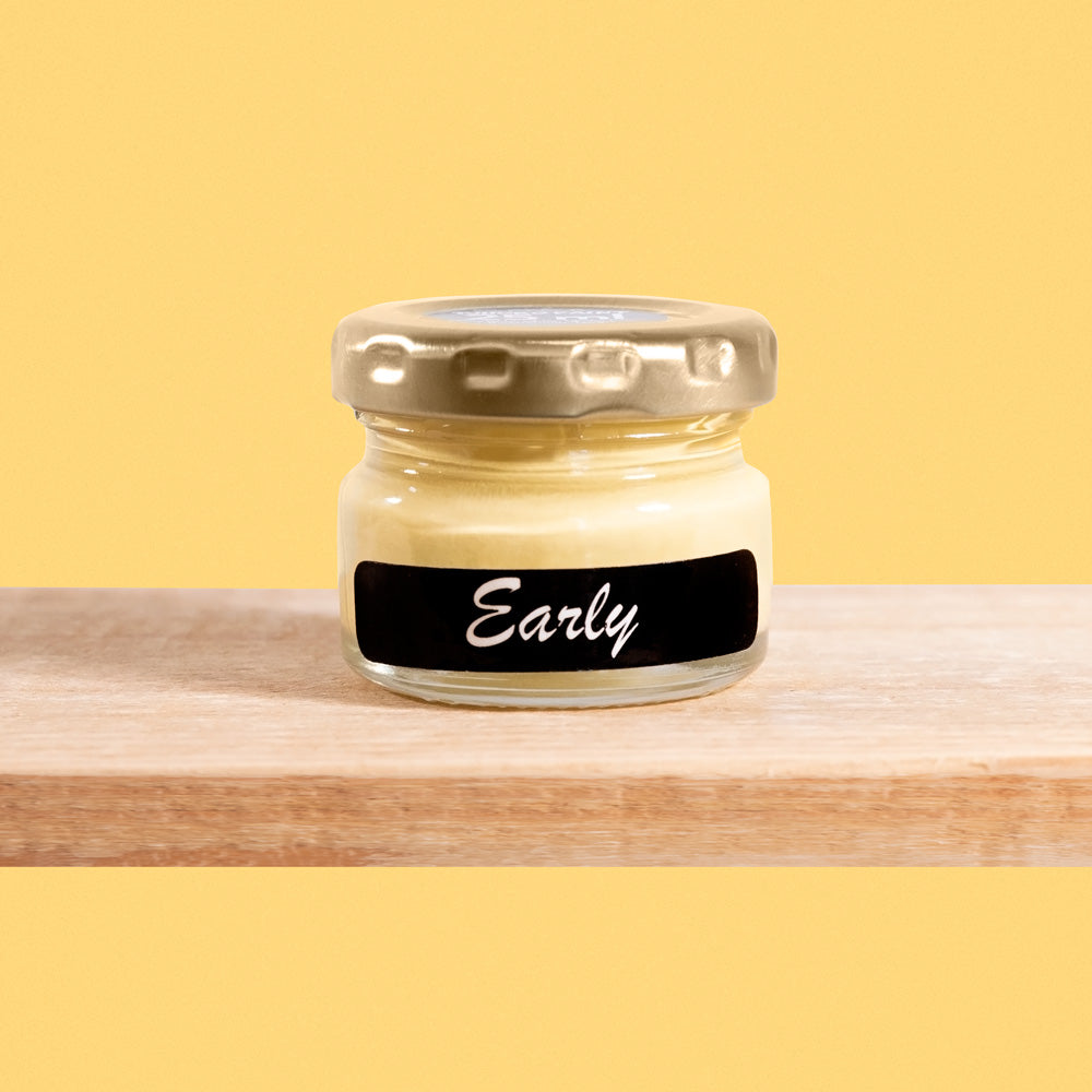 Early is a soft, warm shade of yellow reminiscent of the first light of dawn.