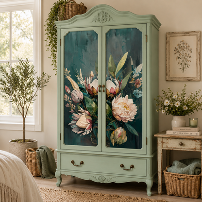 Refurbished cupboard using Tjhoko's Gracious and decoupage paper