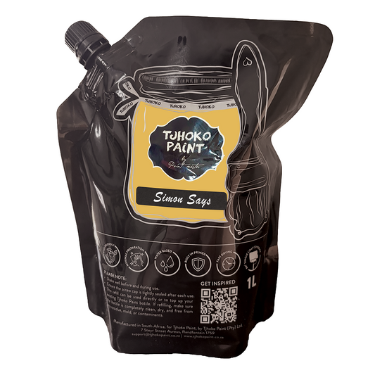 Simon Says is a rich, golden mustard yellow with a gentle earthy warmth, reminiscent of wheat fields ripening in the sun.