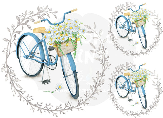 Vintage Blue Bike with daisies