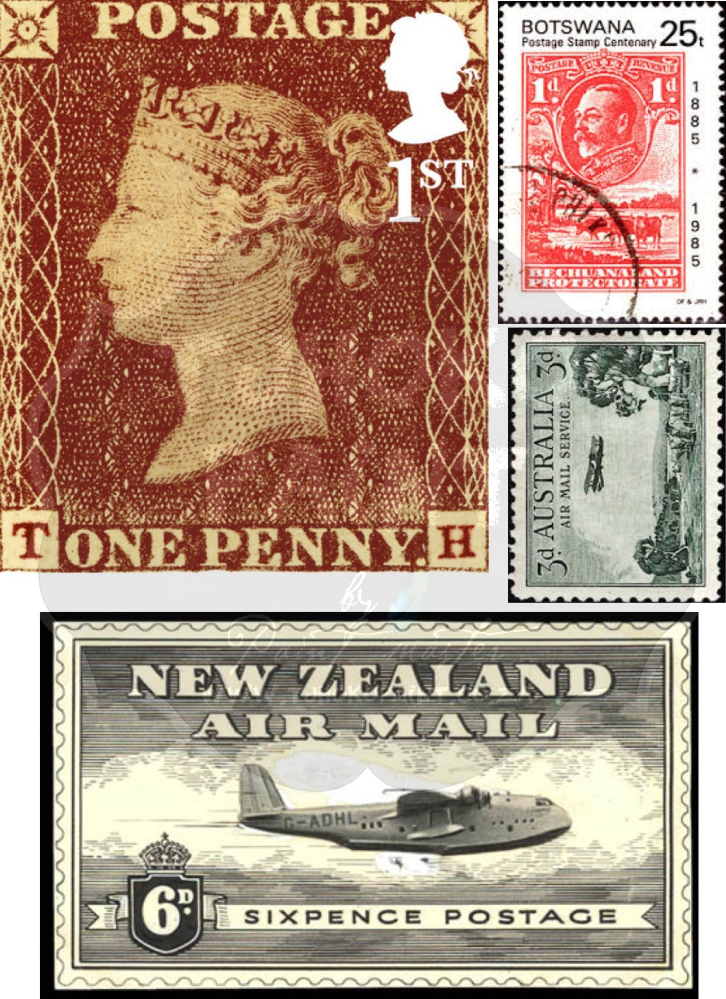 Vintage Postage Stamps Water Transfer