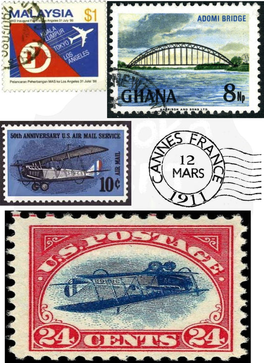 Air Mail Stamps Water Transfer