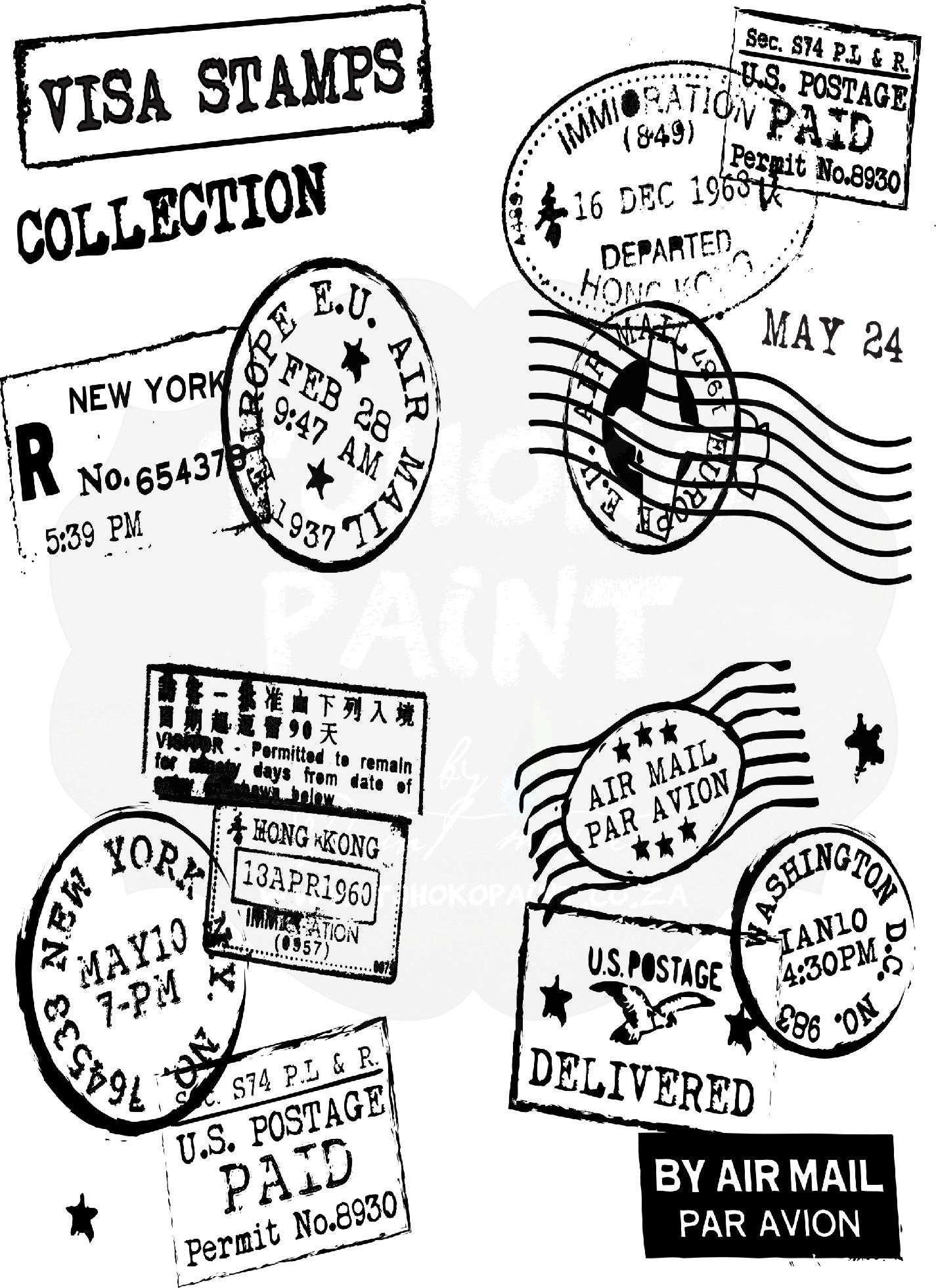 Visa Stamps Collection Water Transfer