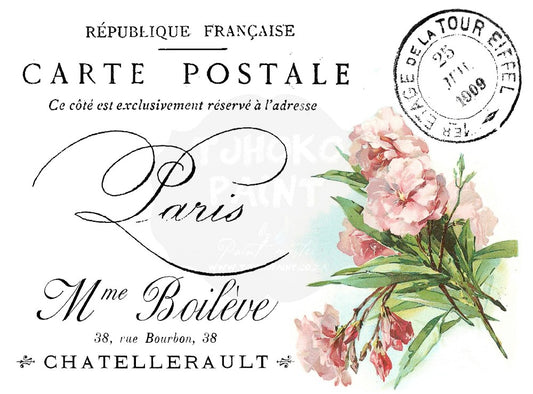 Paris Postcard – Pink Blossoms Water Transfer
