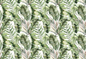 Lush arrangement of tropical leaves in varying shades of green, creating a vibrant and fresh botanical design